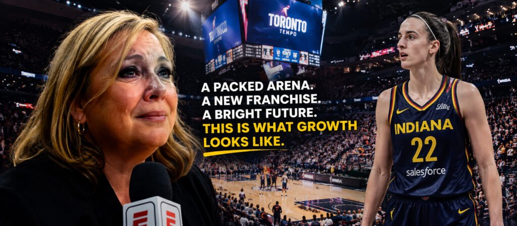 Holly Rowe Caitlin Clark at a packed WNBA game in Toronto highlighting the growth of women’s basketball