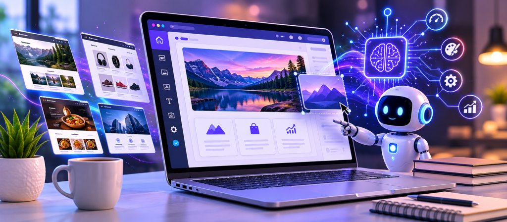 Hostinger web hosting with AI website builder, website dashboard and cloud technology