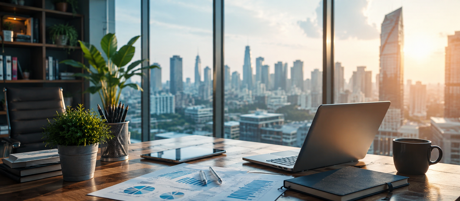 Modern business workspace for a practical how to business guide
