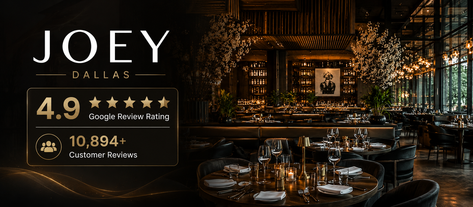 JOEY Dallas Google review rating showing 4.9 stars and approximately 10,894 customer reviews