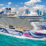 Norwegian Aura largest Norwegian Cruise Line ship sailing toward Miami Florida