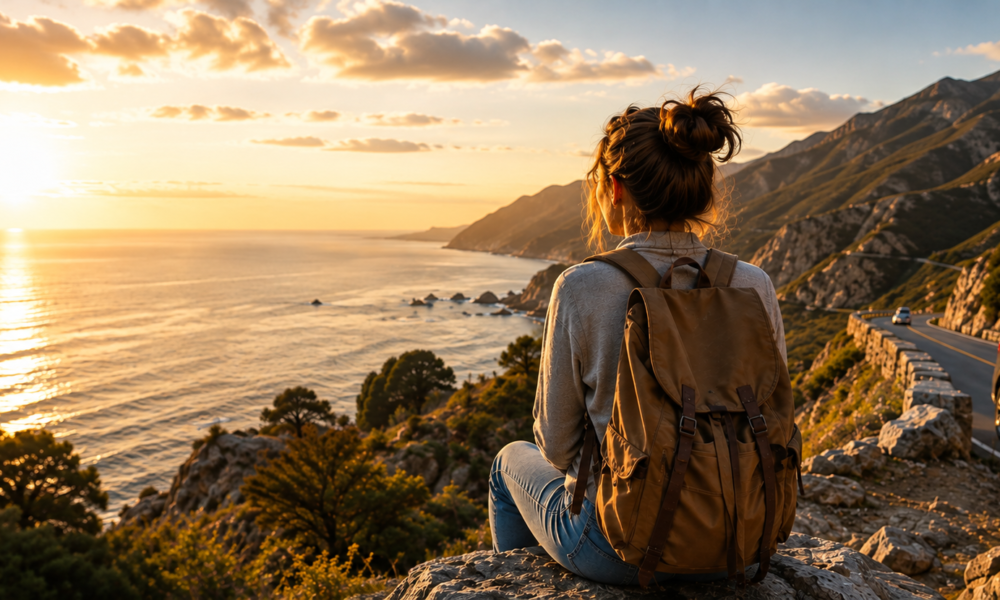 Solo traveler exploring an American destination during the 2026 travel trend