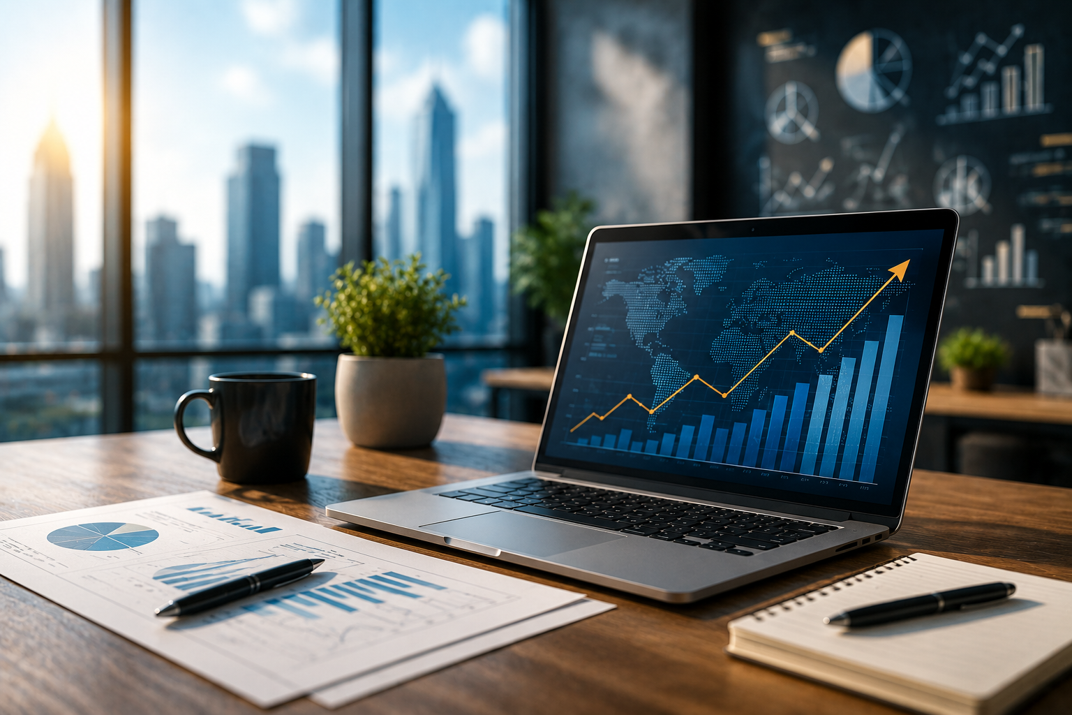 small business owner using digital marketing tools on a laptop