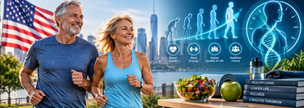 Older American couple representing healthy aging and the future of AI-powered longevity research