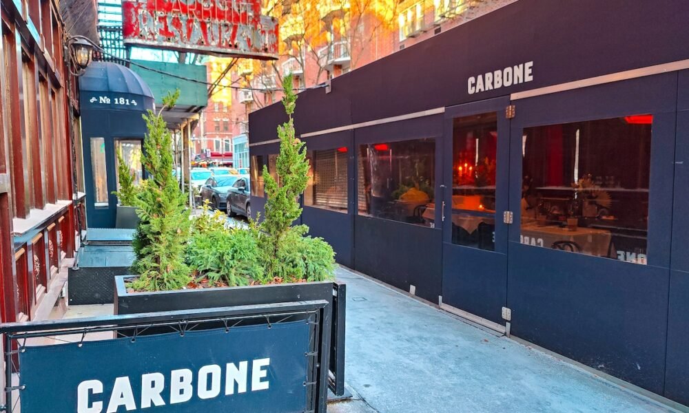 Carbone New York exterior on Thompson Street in Greenwich Village