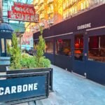 Carbone New York exterior on Thompson Street in Greenwich Village