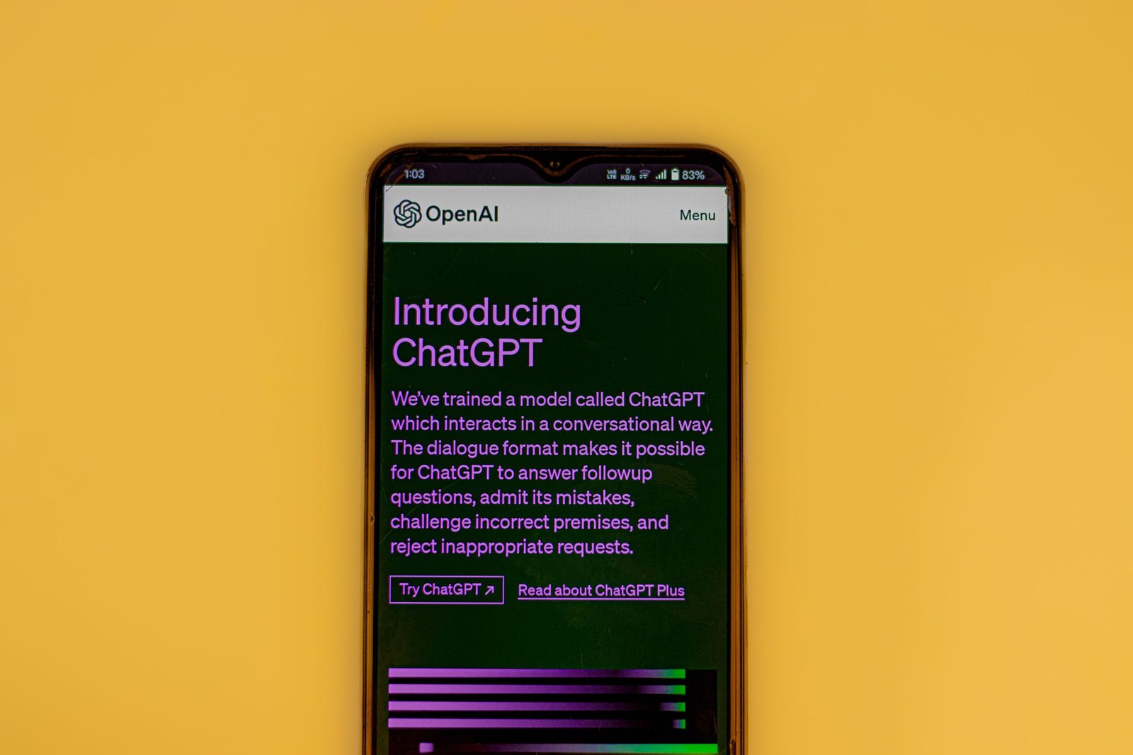 Smartphone displaying the ChatGPT AI interface