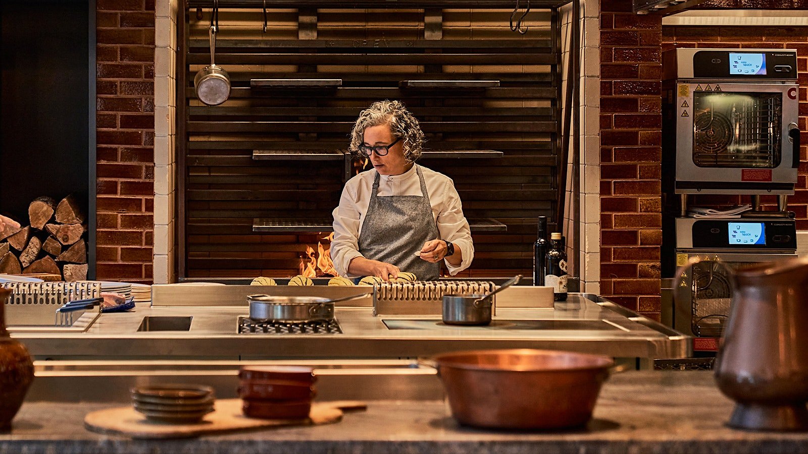 Ci Siamo NYC wood fired kitchen with Chef Hillary Sterling preparing pasta
