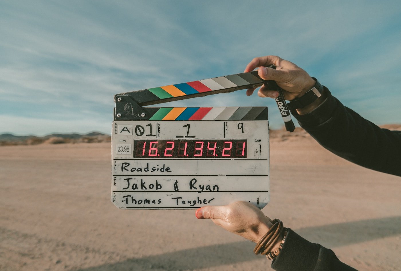 Film production lights and camera representing Carla Jeffery’s screen career