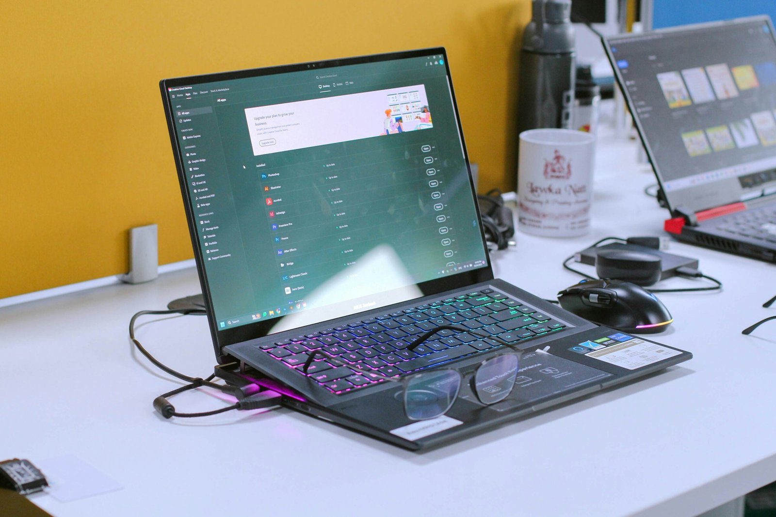 Gemini AI desktop workspace with laptop