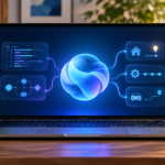 Laptop with an AI assistant interface for Copilot Home, Code and Autopilot