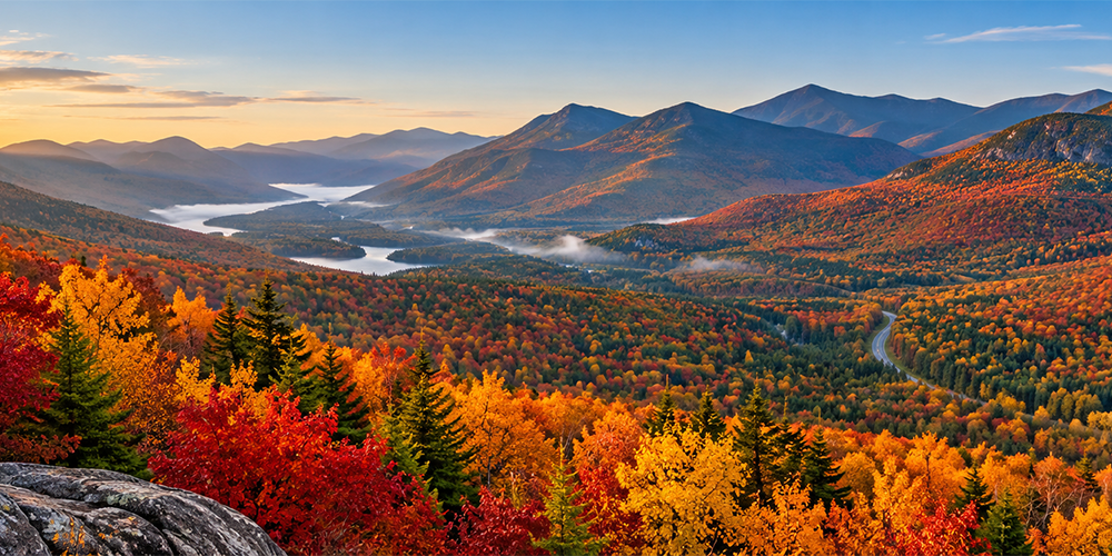 New Hampshire fall foliage along the Kancamagus Highway in autumn