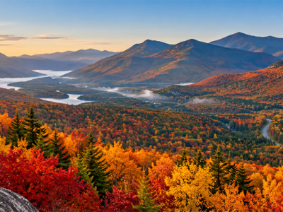 New Hampshire fall foliage along the Kancamagus Highway in autumn