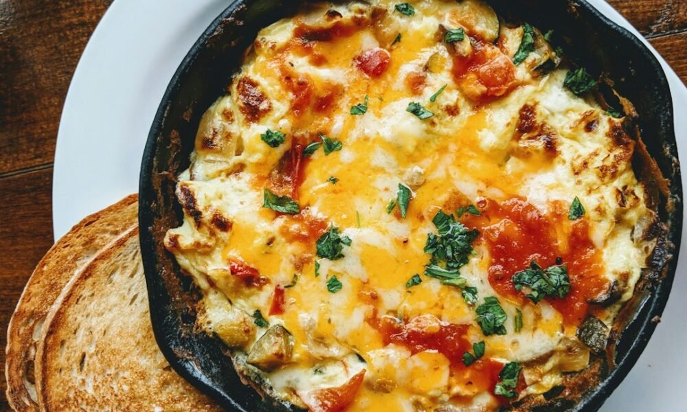 Pizza beans recipe inspired skillet dinner with tomato sauce and cheese