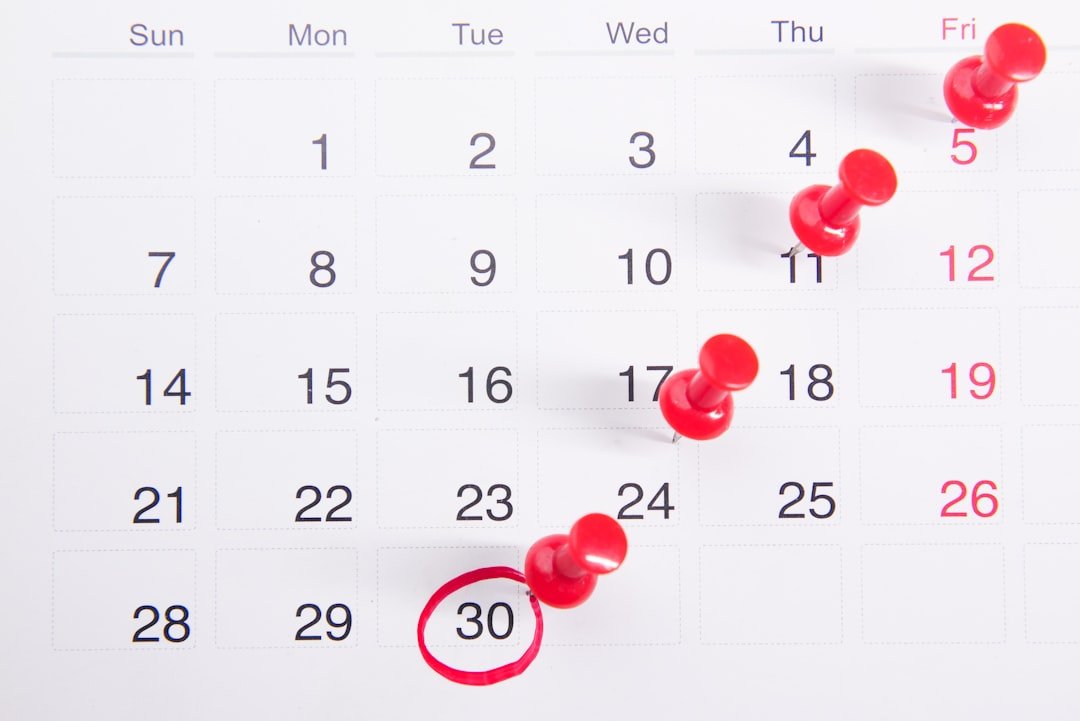 Small business time management calendar for organizing priorities