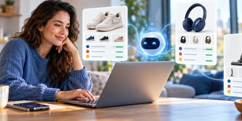 AI shopping agent comparing products and online prices for a U.S. shopper