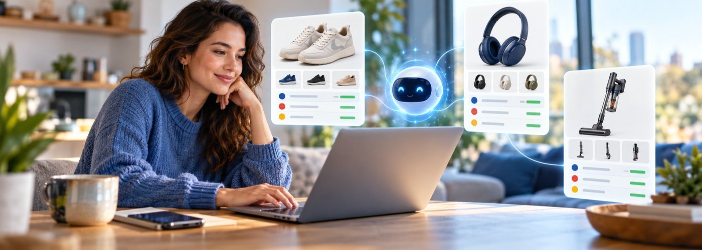 AI shopping agent comparing products and online prices for a U.S. shopper