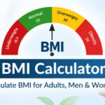 BMI Calculator for adults, men and women with BMI chart and healthy weight gauge