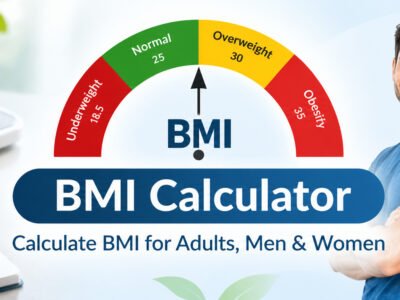 BMI Calculator for adults, men and women with BMI chart and healthy weight gauge