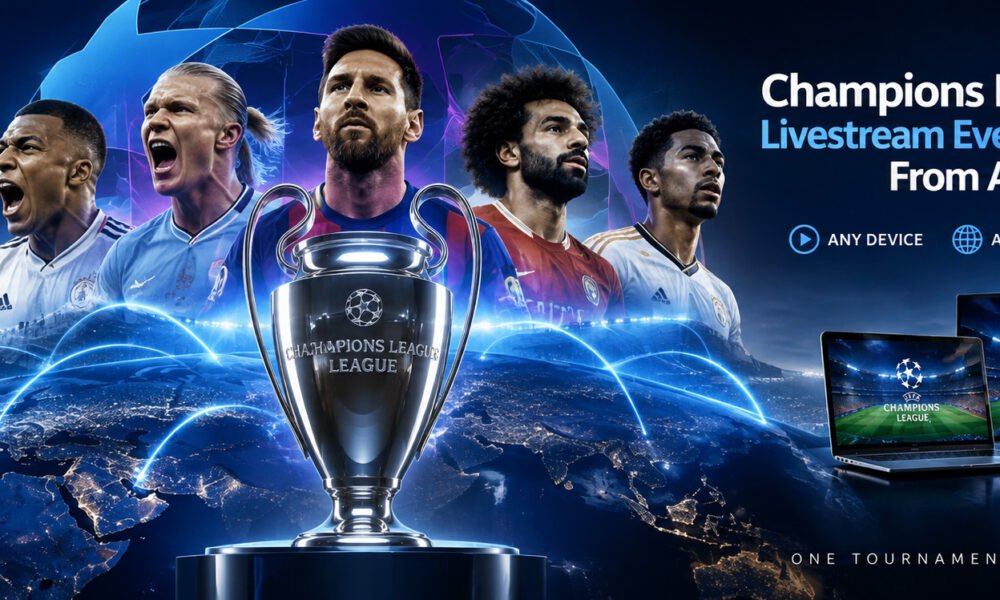 Champions League soccer livestream 2026-27 match in a packed stadium