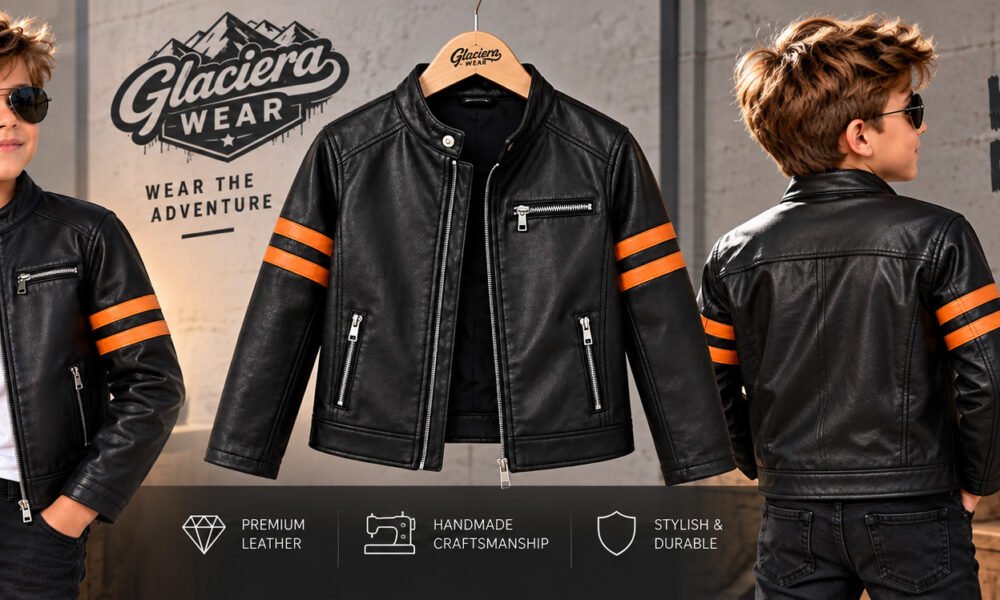 Kids leather moto jacket for boys