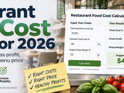 Restaurant food cost calculator 2026 for calculating food cost percentage, gross profit and menu pricing