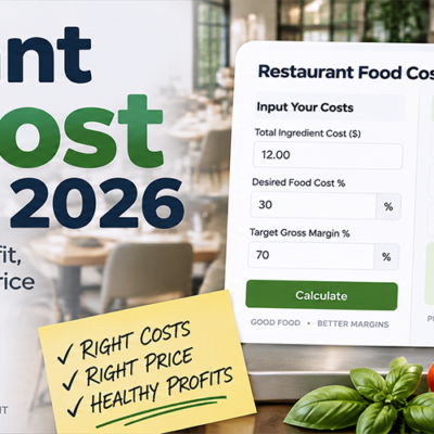 Restaurant food cost calculator 2026 for calculating food cost percentage, gross profit and menu pricing