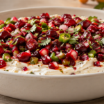 Holiday cranberry jalapeño dip appetizer served with crackers